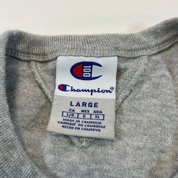 Champion 100 Year Anniversary Embroidered Logo T-Shirt Gray Men's Large - Picture 2 of 9